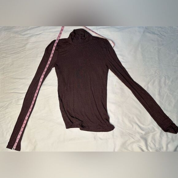 NWOT Project Social T Mockneck Glitter Sparkle Top Purple Long Sleeve Stretch M - Picture 9 of 12